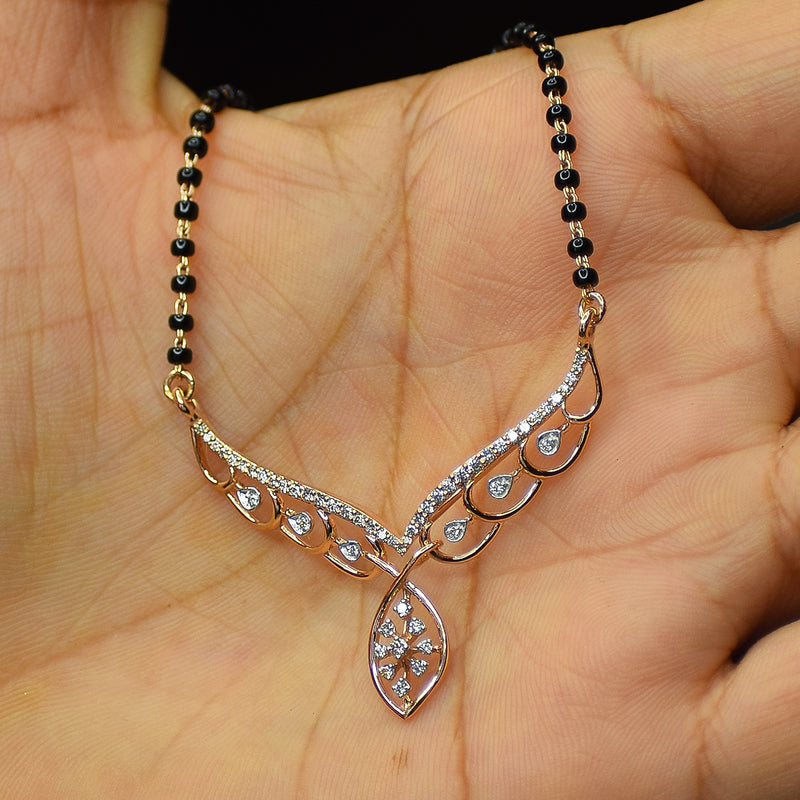 Angel wing design rose gold finish Mangalsutra
