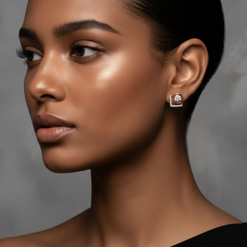 Rose gold earrings  in triangle shape