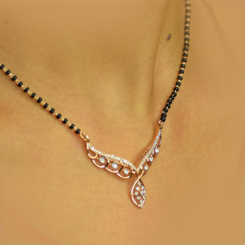 Angel wing design rose gold finish Mangalsutra