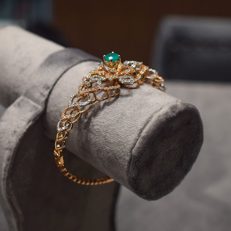 Green Coloured Floral Bracelet