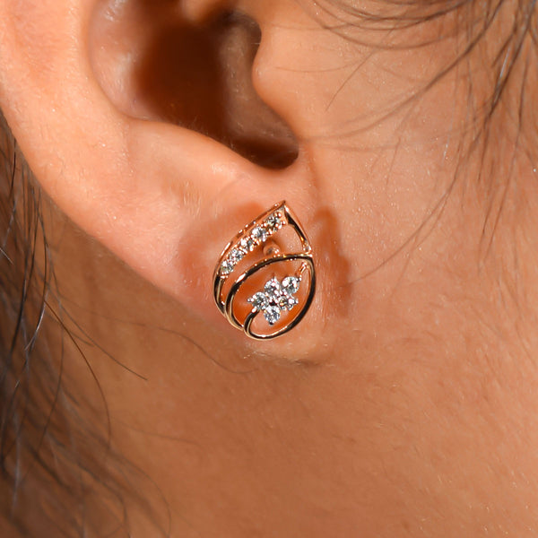 Pear shape rose gold earrings