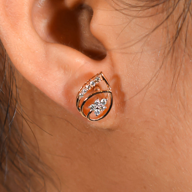 Pear shape rose gold earrings