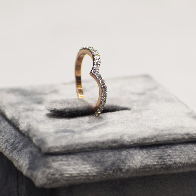 Rose Gold V Shape Diamond Ring