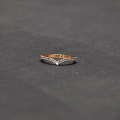 Rose Gold V Shape Diamond Ring