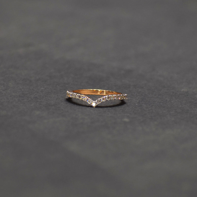 Rose Gold V Shape Diamond Ring