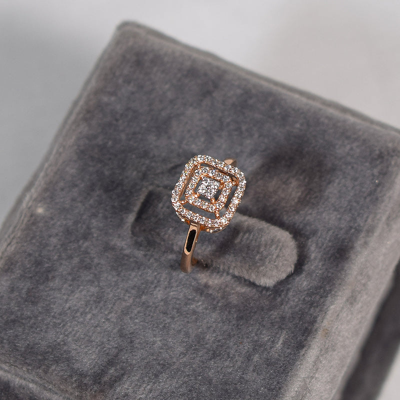 Rose gold plated diamond cluster ring