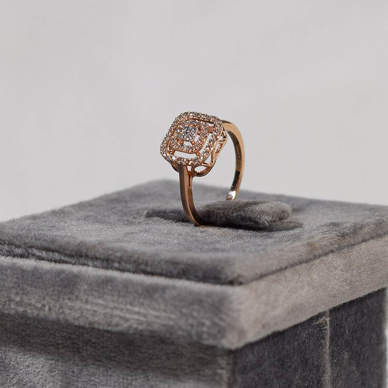 Rose gold plated diamond cluster ring