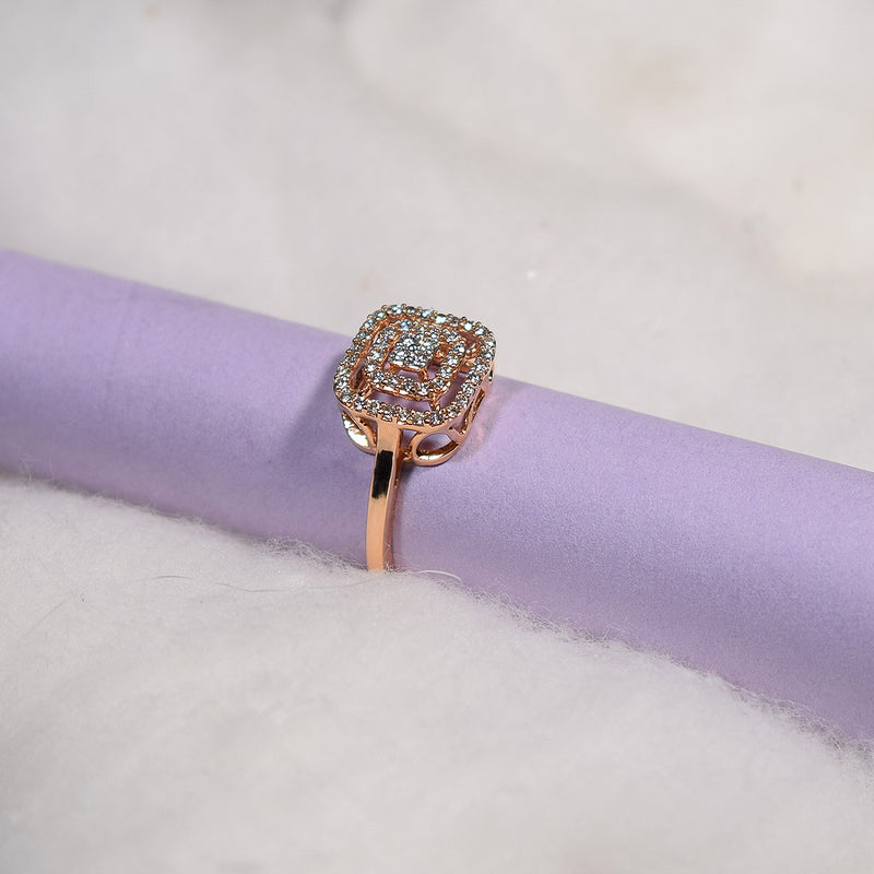 Rose gold plated diamond cluster ring