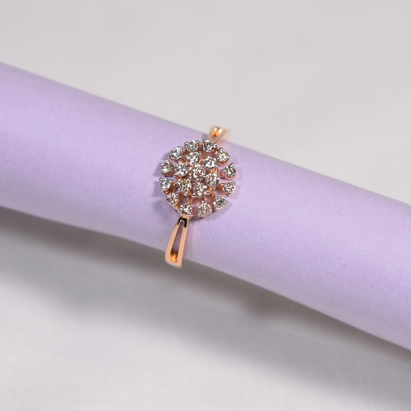 Rose gold plated flower diamond ring