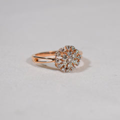 Rose gold plated flower diamond ring