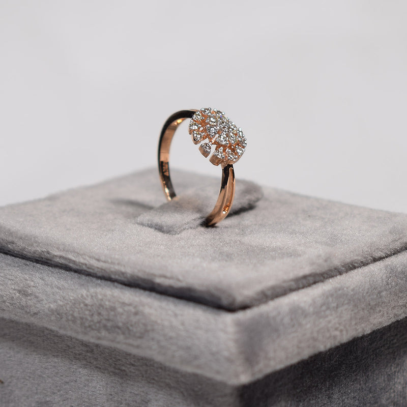 Rose gold plated flower diamond ring