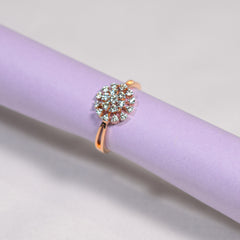 Rose gold plated flower diamond ring