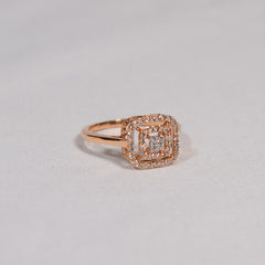 Rose gold plated diamond cluster ring