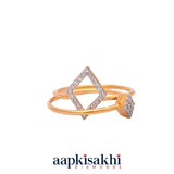 Polygon Shaped Dual Diamond Ring