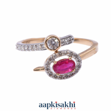 Pink Colour Stoned Diamond Ring