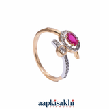 Pink Colour Stoned Diamond Ring